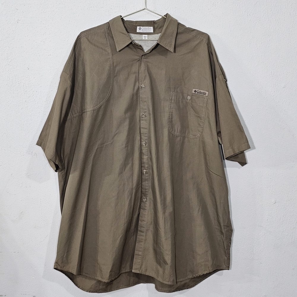 COLUMBIA Sportswear Button Down Shooting Shirt Men's XXL Brown Cotton Fishing